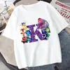 Camiseta Feminina Exclusiva Transfronteiriça com Estampa de Letras Inside Out, Letras em Inglês, Manga Curta Solta, Moda
