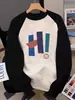 Sudadera de Gama Alta de Color Contrastante para Mujer, Mangas Raglán, Oversize Talla Grande Cubre-Cuerpo, Chaqueta Estudiante Pequeña