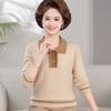 Nuevo 2024 Primavera y Otoño nuevo solapa color contraste madres de mediana edad y mayores estilo occidental todo-fósforo camisa base suéter suelto casual que reduce la edad