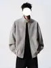 Chaqueta de Cuero PU Retro Americana con Cuello Alto para Hombre Otoño de Gama Alta Canalla Fresca Biker Chaqueta de Béisbol Chaqueta Casual de Trabajo
