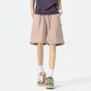 Pantalones Cortos Deportivos Casuales de Secado Rápido con Bolsillo con Cremallera, Protección Solar, para Hombres y Mujeres, Otoño, Delgados, Transpirables, Sueltos, Cinco Puntos Dopamina