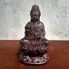 Talla en Madera Huali Loto Sentado Bodhisattva Guanyin Estatuas de Buda Adornos Talla en Madera Maciza Adoración en Casa Estatuas de Buda Guanyin Artesanías