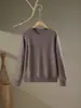 Novedad Otoño e Invierno Tejido de Cachemira para Mujer Suéter de Cuello Redondo Engrosado Color Sólido Simple Tejido Amigable con la Piel Camiseta Básica Holgada