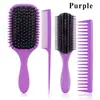 Pente de Nove Fileiras Amazon Masculino para Cabelo Penteado para Trás, Pente de Massagem para Estilização de Cabelo Feminino com Dentes Largos e Cabo Pontiagudo, Conjunto de Quatro Peças de Pentes