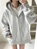 Sudadera cárdigan casual estilo americano para mujer, nueva colección otoño/invierno 2026, top con capucha de corte holgado, manga raglán, prenda de abrigo casual
