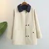 Trench Coat de Alta Qualidade com Bloqueio de Cores e Lapela Estilo Coreano para Mulheres, Novo Casaco Curto Casual Outono 2026 para Figuras Baixas