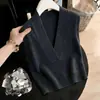 Tiro de verdade! Foto real de colete de tricô com decote V feminino para outono e inverno de 2026, suéter de lã pura, suéter base estilo europeu, colete