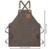 Delantal grueso nuevo modelo hecho a medida en stock para cocina casera, lona de 16 oz resistente a la suciedad con logotipo impreso, comercio exterior transfronterizo al por mayor