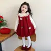 Vestidos Infantis Outono Inverno 2026 Novos Estilosos Vestidos Princesa Forrados com Fleece Roupa de Primeiro Aniversário de Bebê Roupa de Ano Novo