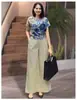 Sudeste Asiático 2026 Nuevo Conjunto Transfronterizo Moda de Verano Color Sólido Talla Grande Holgado Manga Corta Pantalones Largos Estampados Conjunto de Dos Piezas
