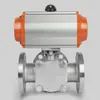 Válvula de Esfera Flangeada Pneumática de Três Vias Válvula de Esfera de Aço Inoxidável 304 Tipo L/T de Três Vias Q644F-16 Válvula Direcional de Comutação Rotativa