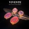 Pendientes antiguos de polvo rojo, elegante diseño de nicho, estilo retro vintage de corte 925, pendientes de alta gama