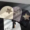 Gorro de Punto Estampado de Leopardo Estilo Coreano Estrella de Cinco Puntas para Mujer Invierno Cálido Streetwear Diario de Gama Alta Estilo Chica Picante Gorro de Lana