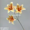 Flores Artificiales con 3 Cabezas, Lirios de Seda, Mini Lirios Impresos en 3D, Decoración para Salón de Bodas, Pared de Flores, Flores Falsas, Accesorios para Fotografía