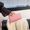 Cartera nueva y sencilla para mujer, de longitud media, con cremallera, de moda, de comercio exterior, de cuero PU, tejida, monedero