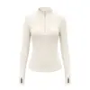 LU Camiseta Base de Moda Ajustada con Cuello Alto para Yoga, Fitness, Deportes, Manga Larga para Mujer, Otoño Invierno