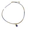Collar de Contraste de Color Lapis Lapis Ojo de Tigre Natural Todo-partido Cadena de Clavícula con Cuentas Turquesas Cadena de Lana de Cristal para Mujer