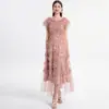 Comercio exterior mujeres toma real en stock boutique francesa leopardo manga abullonada hombros descubiertos gasa vestido de temperamento