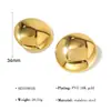 Brincos Clássicos em Aço Inoxidável com Formato de Coração, Estilo Nicho Europeu e Americano, Geométricos, Superfície Grande Polida, Ouro 18K
