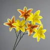 3 ramos de flores de lirio artificiales, perfectos para decoraciones de bodas, arreglos florales y decoraciones de flores de seda al por mayor