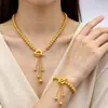 Collar de Borla con Cierre OT de Corazón, Perla Redonda de 6 mm Color Arena Dorada Tradicional para Mujer, Mismo Estilo que en Joyerías, Conjunto Versátil de Alta Gama al por Mayor