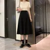 Nuevo falda midi lápiz negra de línea A de cintura alta adelgazante de talla grande para mujer para principios de otoño, adecuada para mujeres de talla grande