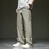 Pantalones Casuales Rectos de Seda Helada Nuevos de Verano 2025 para Hombre, Simples Versátiles Sueltos Talla Grande Delgados de Pierna Ancha Deportivos Largos