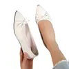 Sapatilhas de Bico Fino com Laço para Mulheres, Novo Estilo Primavera e Verão, Solado Macio, Sapatos Casuais Slip-On Confortáveis, Tamanhos 35-41