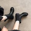Botas Curtas Estilo Zhao Lusi, Couro Lavado de Primeira Camada de Alta Qualidade, Couro Bovino Inteiro de Primeira Camada, Salto Grosso, Emagrecimento, Tamanho Plus