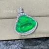 Colgante de Buda con Calcedonia Verde Hielo Incrustada Plateado al Por Mayor, Collar de Ágata Budista Maitreya de Moda, Suministro en Vivo para Ventas en Línea