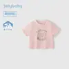 Camiseta infantil jellybaby verão estilo francês renda de bebê manga curta roupa de verão para criança fina doce roupas infantis