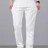 Nuevos Jeans Blancos para Hombre 2026, Gama Alta Ajustados, Pierna Recta Suelta, Pantalones Blancos Puros Casuales para Hombre