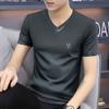 Camiseta de Manga Corta de Seda de Hielo Modal para Hombre Camiseta de Media Manga de Verano Delgada de Secado Rápido que Absorbe el Sudor Top Ropa Transpirable Negra para Hombre