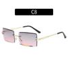 Nuevas Gafas de Sol de Moda Europea y Americana sin Montura, con Acabado de Recorte, Cuadradas, Degradadas Multicolor, para Mujer, Gafas de Sol de Moda Transfronteriza