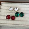 Pendientes redondos elegantes de estilo retro frío para mujer, con aguja de plata S925, geométricos, sencillos, con gemas de cristal de imitación.
