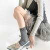 Estilo Runway Miu Versión Coreana Etiqueta de Tela Calcetines con Pie para Mujer, Calentadores de Pierna Simples Delgados de Raya Vertical de Tubo Medio para Mujer, Primavera y Verano