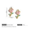 Estilo Ins Flor Doce Aço Inoxidável Gotejamento de Óleo Pingente de Rosa Artesanal DIY Pulseira Colar Acessórios de Joias