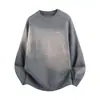 Suéter de malha masculino com gola redonda, cor lisa simples, adequado para usar em camadas ou sozinho, com um estilo clássico e discreto, perfeito para outono e inverno, moderno e disponível para atacado de uma fábrica