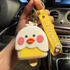 Chaveiro de Silicone de Pato Amarelo Porta-moedas Pingente Desenho Animado Presente para Mochila de Estudante Pingente de Chaveiro Joia Personalizada