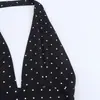 Vestidos Cruzados Europeus e Americanos, Atacado de Verão, Nova Moda Emagrecedora para Mulheres, Gola Halter, Bolinhas