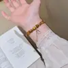 Pulsera de Borla con Forma de Calabaza para Mujer, Cristal Amarillo Natural Torre Cortado con Piedra Ojo de Tigre Natural y Diamante Brillante, Elegante y Única