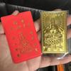 Guanyin Gold Card Metal Foka God of Wealth Gold Card Urge Ping An Card Estojo de couro vermelho Carteira de mão Enfeites de concha para celular