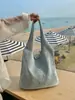 2025 Bolso de Hombro Grande de Tejido para Axila Bolso Tote Nuevo de Verano para Mujer Bolso de Playa Ocio Vacaciones Bolso Universitario