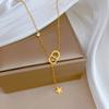 [Acero de titanio de cuerpo completo] Nariz de cerdo estrella minimalista horno collar de oro real femenino ins Cadena de clavícula roja neta accesorios