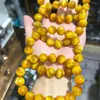 Pulsera de Piedra Ojo de Tigre Dorado, Pulsera Redonda de una Sola Vuelta, Pulsera Amarilla de Piedra de Tigre, Accesorio Unisex de una Sola Vuelta
