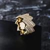 Amazon Más Vendido 24mm Hip Hop Europeo y Americano Anillo Sólido Micro Incrustado Circonita Anillo de Diamante para Hombre Anillo de Moda