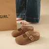 Medias Zapatillas Birkenstock Estilo Francés para Mujer 2025 Nueva Primavera Suela Gruesa Aumentadoras de Altura Pequeñas Zapatillas Perezosas Birkenstock de Punta Cerrada