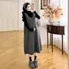 Nuevo conjunto de maternidad otoño/invierno: vestido chaleco de maternidad elegante y con estilo, corte holgado, adelgazante, talla grande, longitud media, conjunto de dos piezas