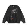 Suéter de manga larga de marca de moda de gran tamaño retro de hip hop de estilo americano para hombres y mujeres, estilo holgado, sudadera con capucha lavada pesada de calle principal