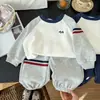 Conjunto de Sudadera Bordada para Niños 2026 Primavera Nuevo Elegante Conjunto de Dos Piezas de Sudadera para Niños y Niñas, Ropa Deportiva para Niños